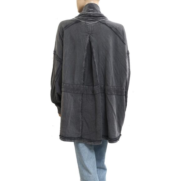 Free People Boothbay Sweatshirt Jacket Cardi Top Ventilated Oversized XL 283625 - Picture 7 of 8